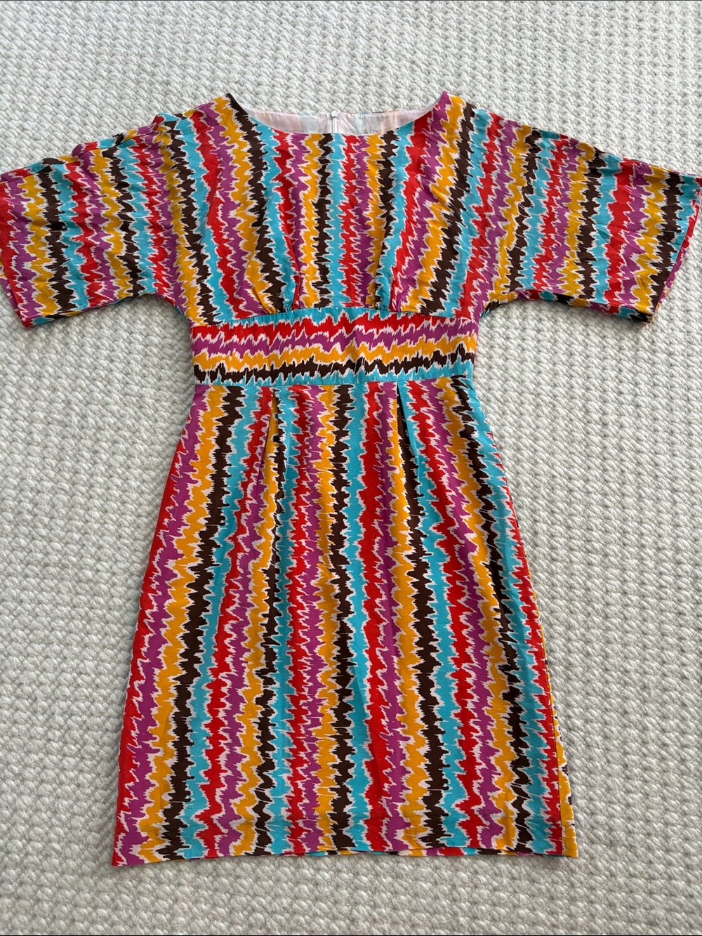 Trina Turk Women Multicolor Silk Zigzag Stripe Dress - Bright Mix 2